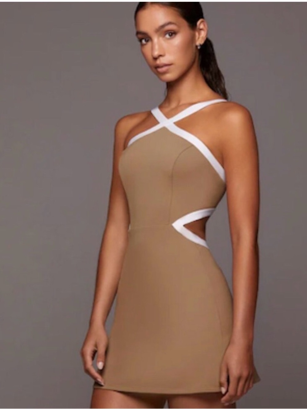 Michi Tennis Dress in Camel (Tan) Color- XS